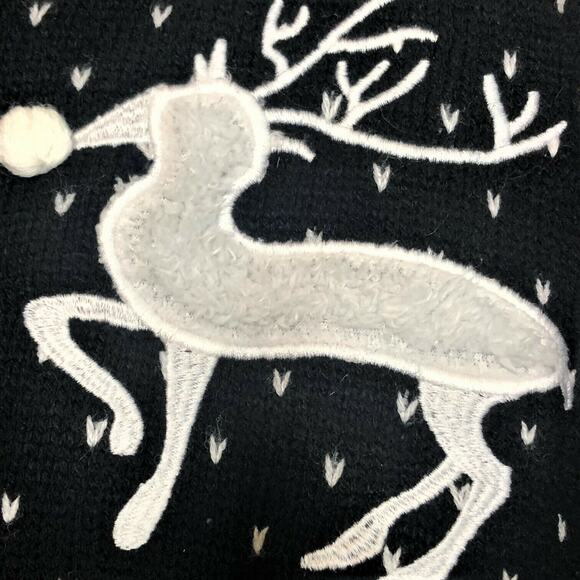 Ugly Christmas Sweater Cardigan Large Black Embellished Button Up - Picture 6 of 6